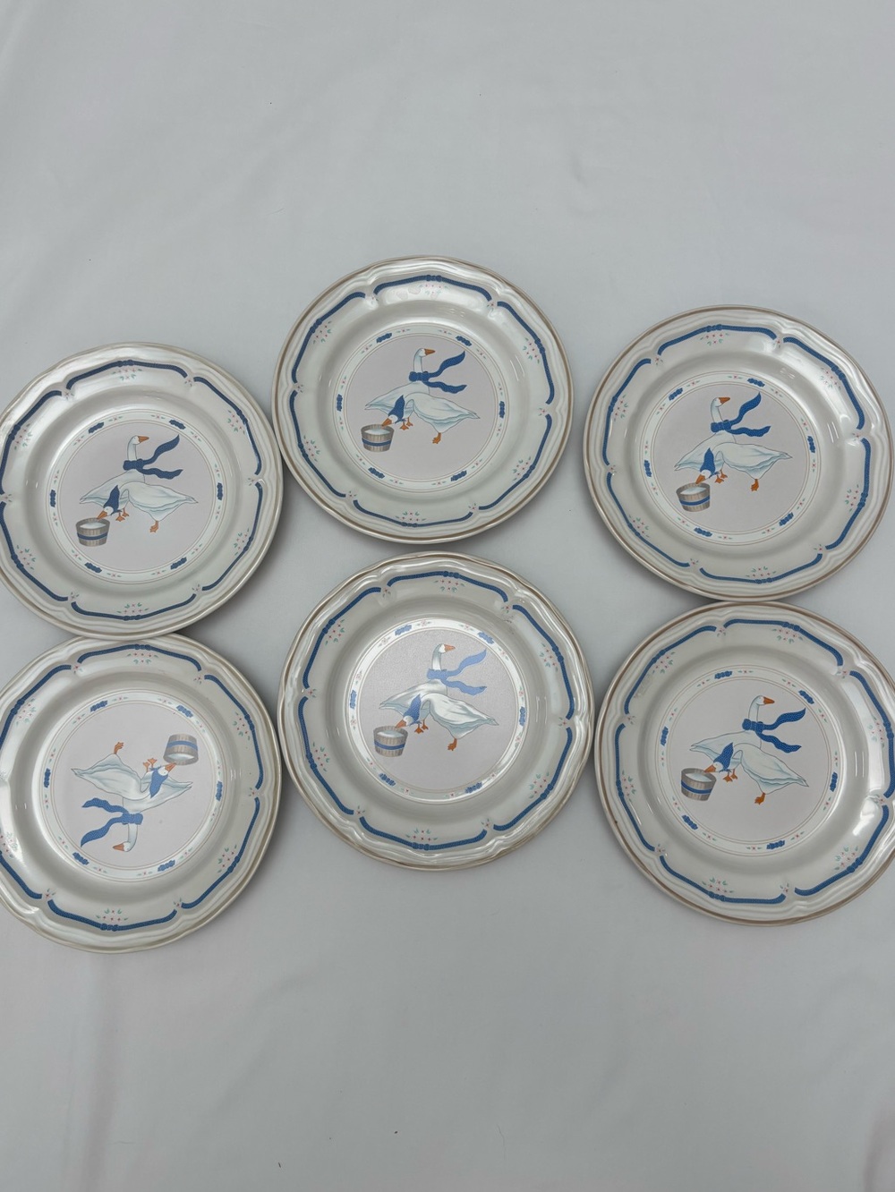 “Countryside Geese” 1987 Newcor Stoneware Plates Set of 6